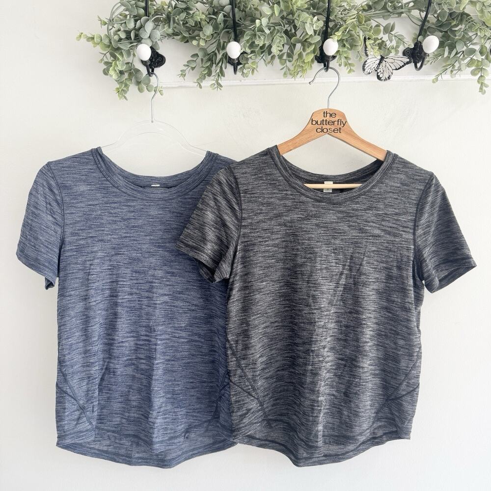 Lululemon Bundle Long Distance Short Sleeve Shirt Dark Heather Gray Size 4 ii54